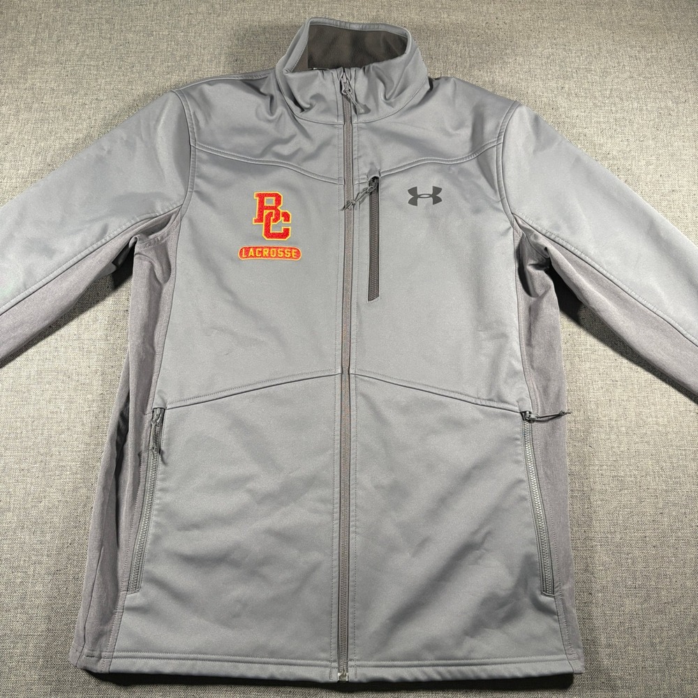 Under Armour Softshell Jacket Men Medium Grey Boston College Lacrosse ColdGear